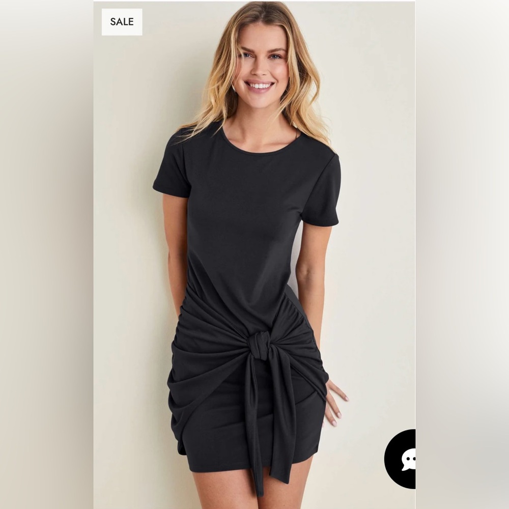 Venus black tie waist mini dress